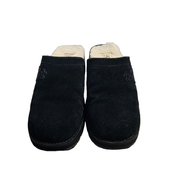 Women's UGG Sheepskin Leather Black Clogs Size 9Comfort Slip-On Mules